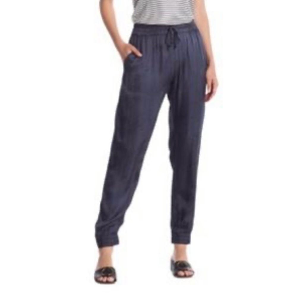 BOGO Young Fabulous & Broke Navy Satin Joggers Sz XS